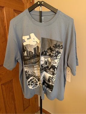 Soft Blue Short Sleeve LA Graphic Tee